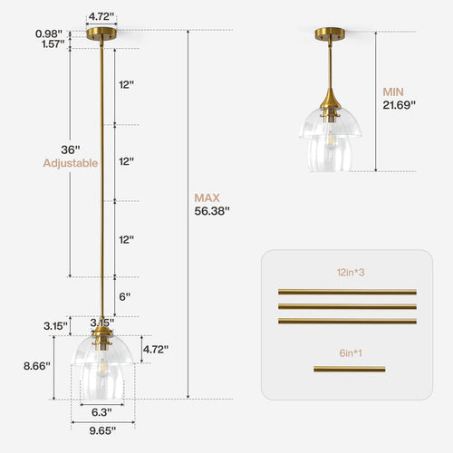 1-Light Pendant Lighting, Modern Island Chandelier Ceiling Light Fixture with Unique Design