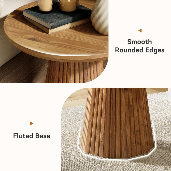 round pedestal side table#Color_Rustic Brown