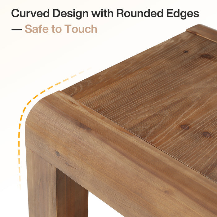 19.7" Solid Wood End Table, Square Side Table with 2-Tier Storage Shelf for Small Spaces