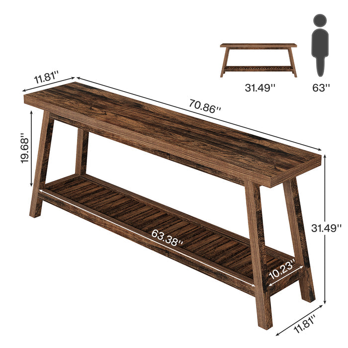 2-Tier Console Table, 70.9" Entryway Sofa Table for Hallway, Living Room