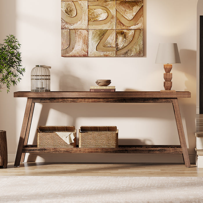 2-Tier Console Table, 70.9" Entryway Sofa Table for Hallway, Living Room