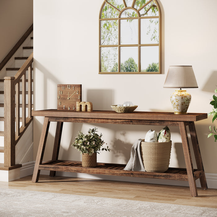 2-Tier Console Table, 70.9" Entryway Sofa Table for Hallway, Living Room