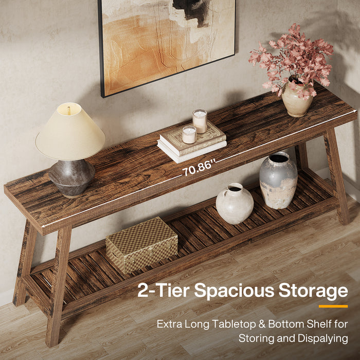 2-Tier Console Table, 70.9" Entryway Sofa Table for Hallway, Living Room