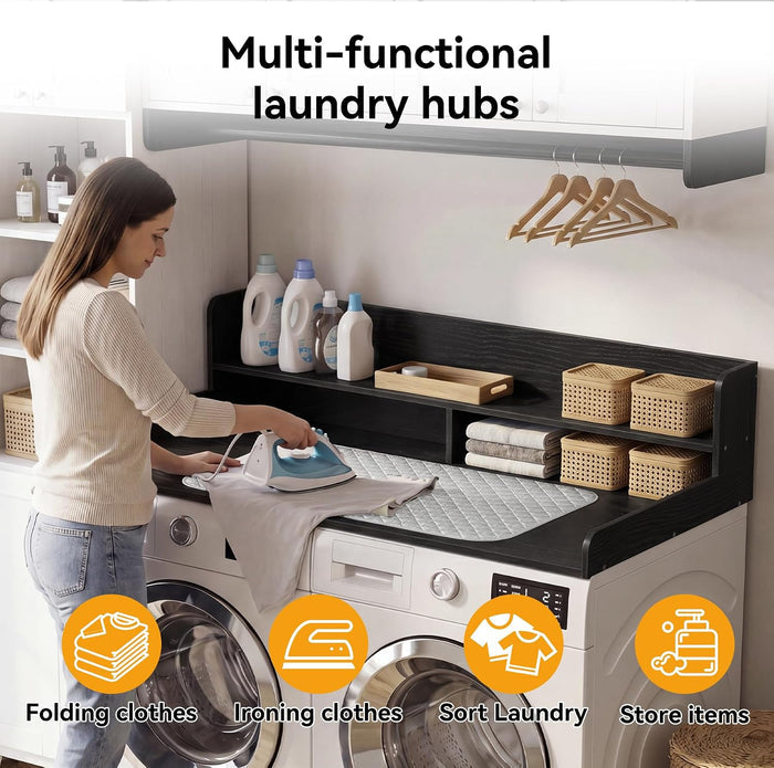 2-Tier Washer Dryer Countertop with Ironing Mat for Laundry Room Organization, Waterproof, Stain-Resistant