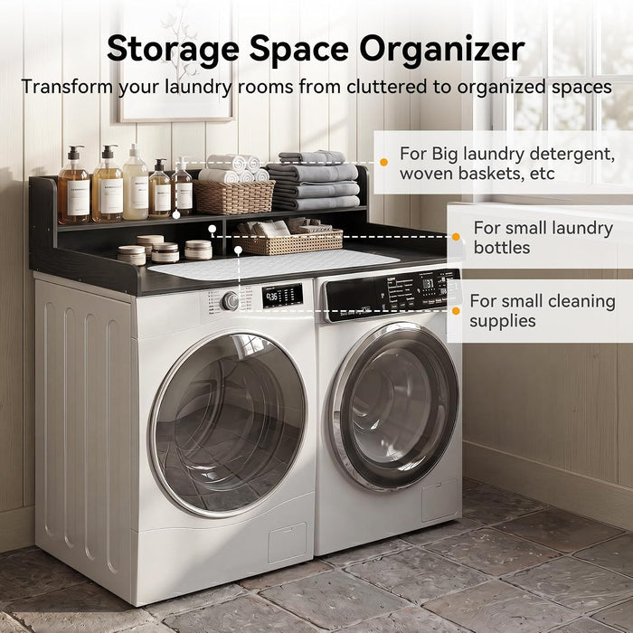 2-Tier Washer Dryer Countertop with Ironing Mat for Laundry Room Organization, Waterproof, Stain-Resistant