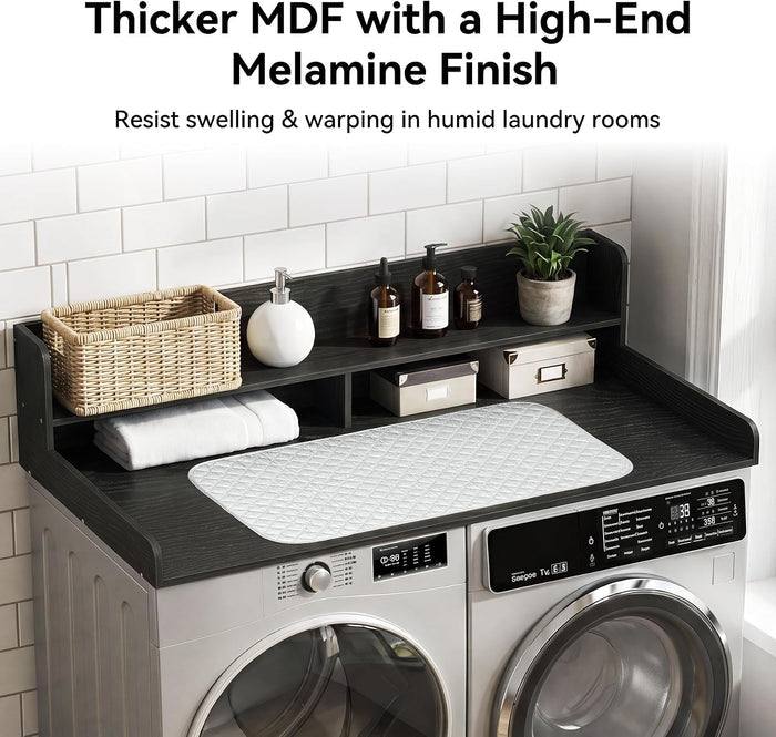 2-Tier Washer Dryer Countertop with Ironing Mat for Laundry Room Organization, Waterproof, Stain-Resistant