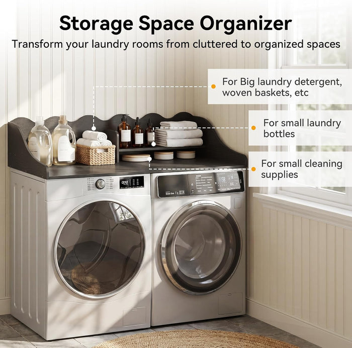 2-Tier Washer Dryer Countertop with Shelf, Wave Edge Laundry Topper for Laundry Room Organization