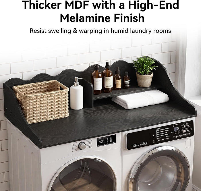 2-Tier Washer Dryer Countertop with Shelf, Wave Edge Laundry Topper for Laundry Room Organization