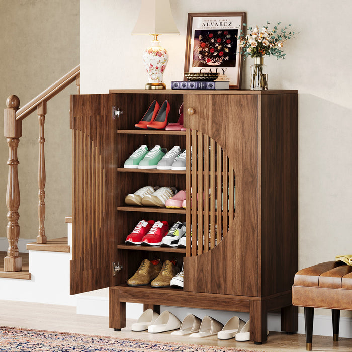 20 - Pair Shoe Cabinet, Stylish Shoe Rack Organizer With Doors Tribesigns