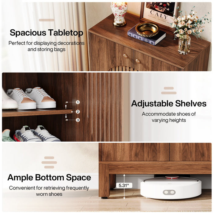 20 - Pair Shoe Cabinet, Stylish Shoe Rack Organizer With Doors Tribesigns