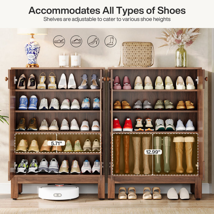 20 - Pair Shoe Cabinet, Stylish Shoe Rack Organizer With Doors Tribesigns