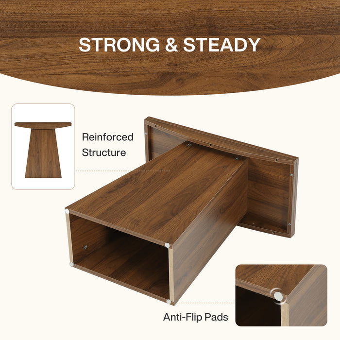 23.6" Pedestal End Table, Farmhouse Sofa Couch Side Table with Trapezoid Base