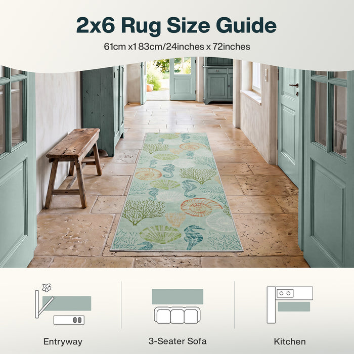 2x6 Boho Coastal Area Rug#Color_Seafoam Green