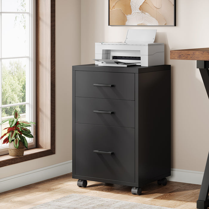 3-Drawer File Cabinet, Modern Rolling Printer Stand for Home Office