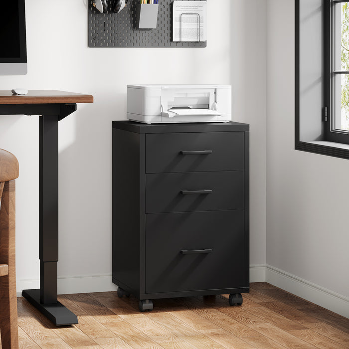 3-Drawer File Cabinet, Modern Rolling Printer Stand for Home Office