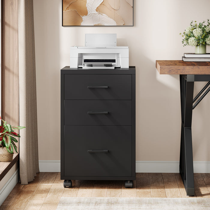3-Drawer File Cabinet, Modern Rolling Printer Stand for Home Office