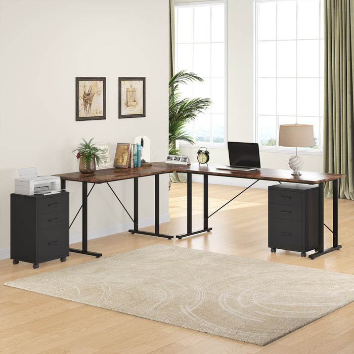 3-Drawer File Cabinet, Modern Rolling Printer Stand for Home Office