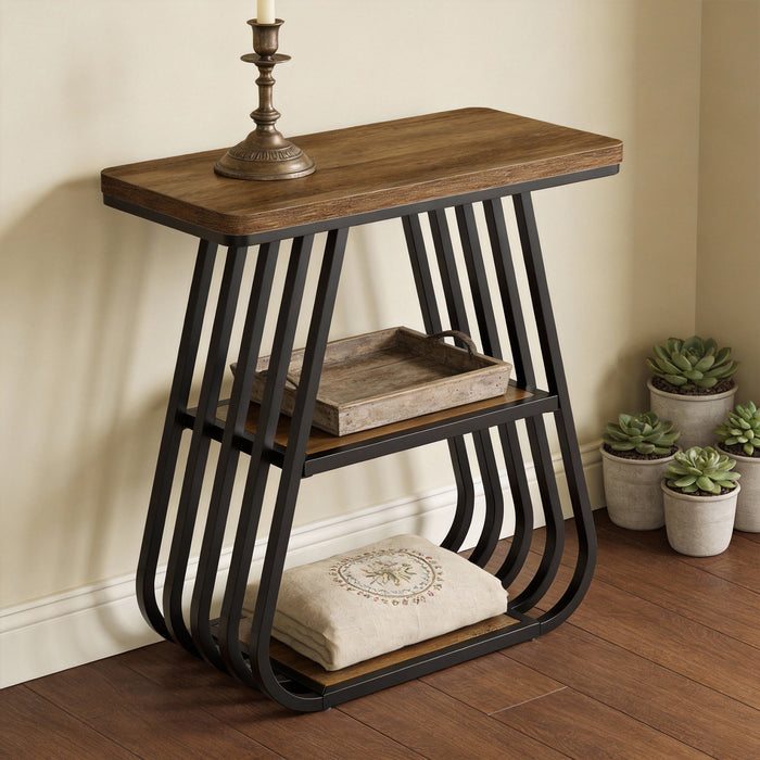 3-Tier End Table, 23.62" Side Table with Storage Shelves for Small Spaces