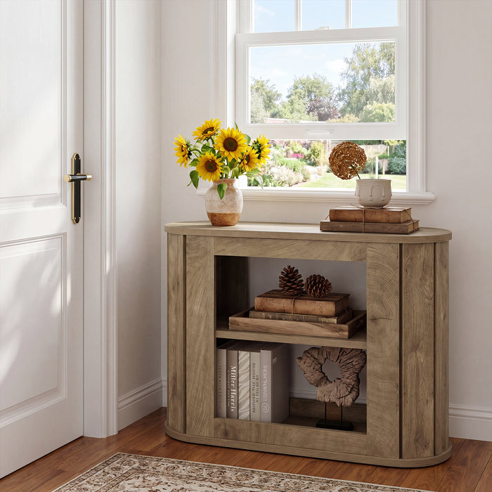 3-Tier End Table, Farmhouse Side Table with Rounded Edges for Living Room