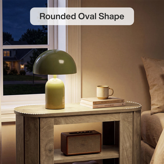 3-Tier End Table, Farmhouse Side Table with Rounded Edges for Living Room