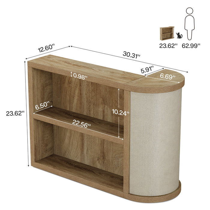 3-Tier End Table, Narrow Sofa Side Table with Reversible Cat Scratcher for Living Room