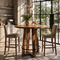 31" Round Counter Height Dining Table, Metal Footrest, Farmhouse Kitchen