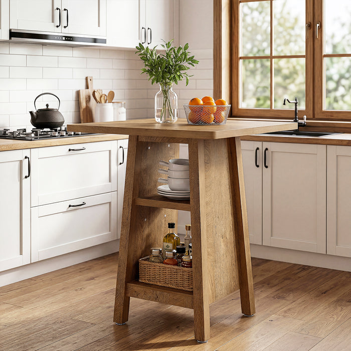 31.5" Kitchen Island with Storage, 3-Tier Square Counter Height Island Table