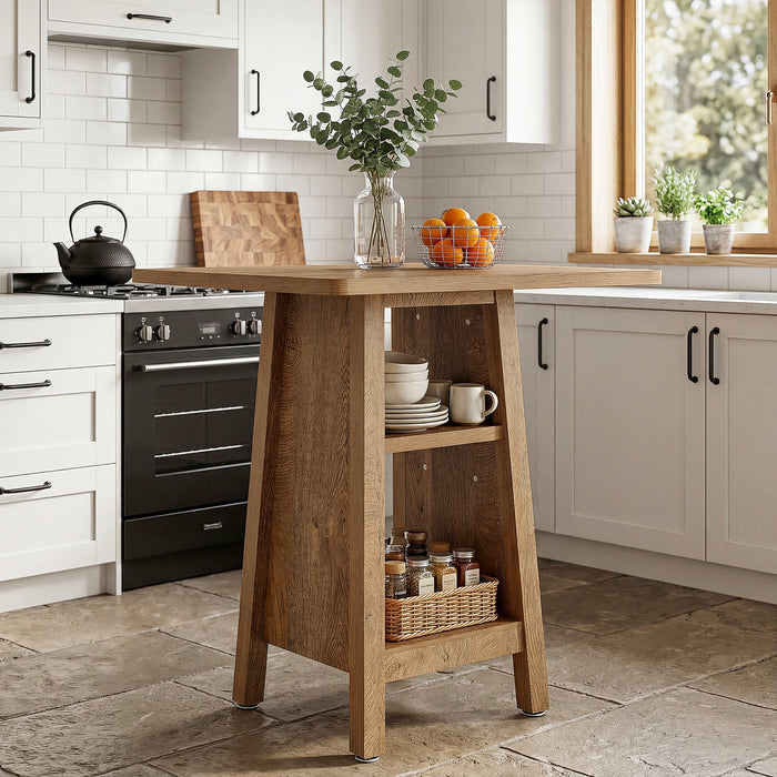 31.5" Kitchen Island with Storage, 3-Tier Square Counter Height Island Table