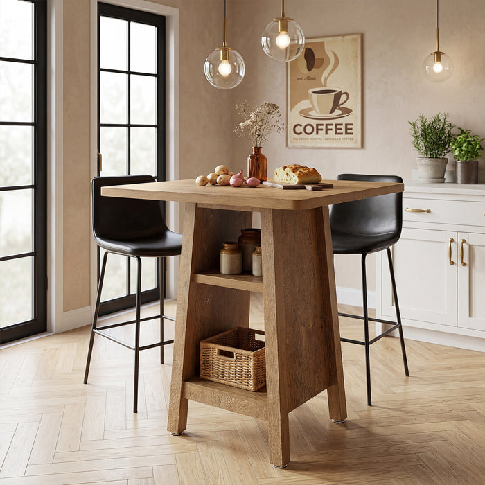 31.5" Kitchen Island with Storage, 3-Tier Square Counter Height Island Table
