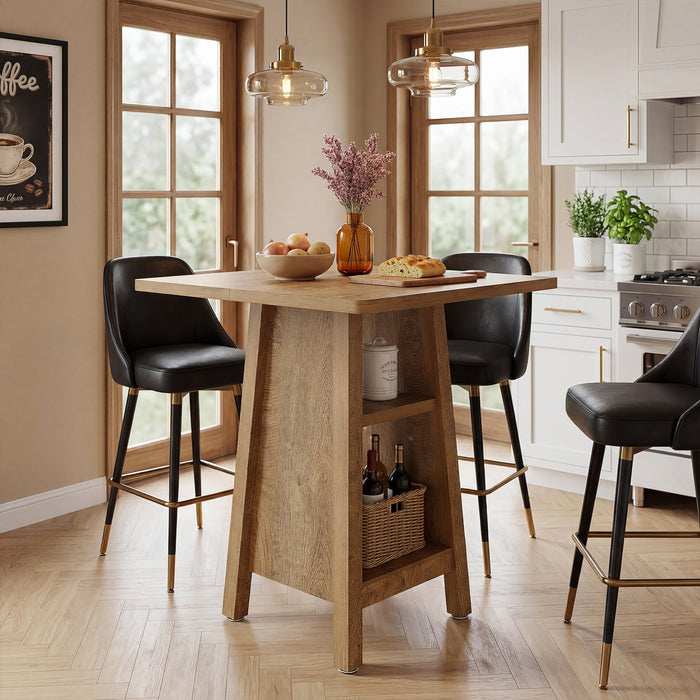 31.5" Kitchen Island with Storage, 3-Tier Square Counter Height Island Table
