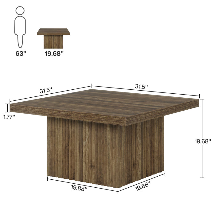 Square Coffee Table, 31.5-Inch Wood Center Table Cocktail Table