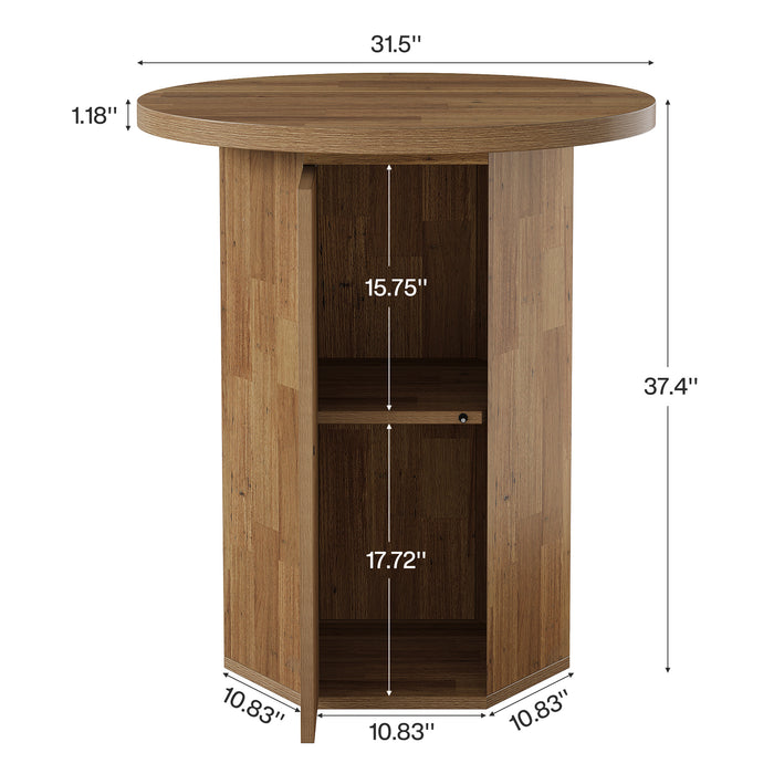 31.5" Round Bar Table, Home Liquor Bar Cabinet Bistro Dining Table