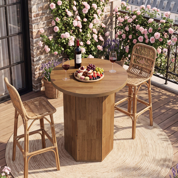 31.5" Round Bar Table, Home Liquor Bar Cabinet Bistro Dining Table