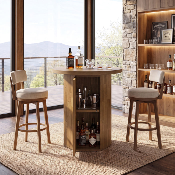 31.5" Round Bar Table, Home Liquor Bar Cabinet Bistro Dining Table