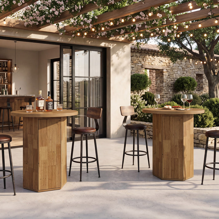 31.5" Round Bar Table, Home Liquor Bar Cabinet Bistro Dining Table