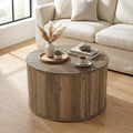 31.5" Round Coffee Table with Fluted Drum Base