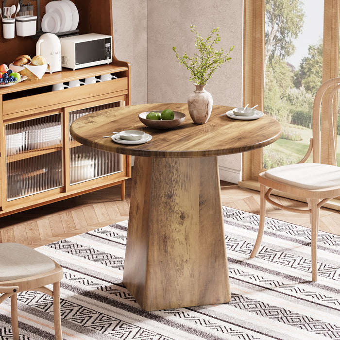 31.5" Round Dining Room, Farmhouse Kitchen Dinner Table with Square Base for 2-4