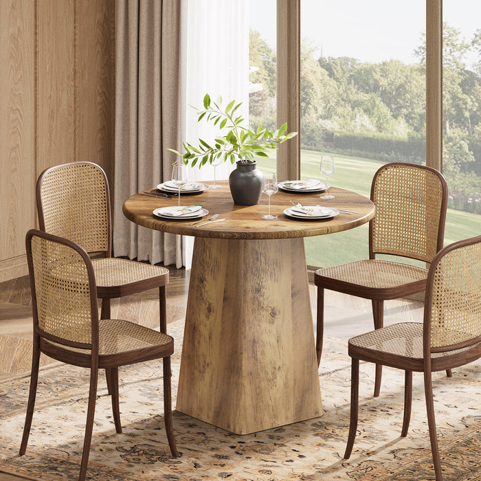 31.5" Round Dining Room, Farmhouse Kitchen Dinner Table with Square Base for 2-4