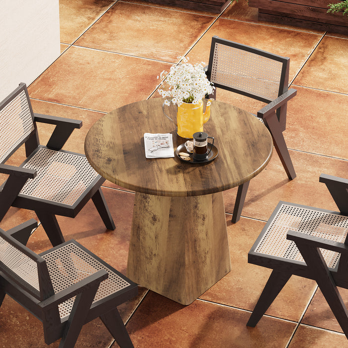 31.5" Round Dining Room, Farmhouse Kitchen Dinner Table with Square Base for 2-4