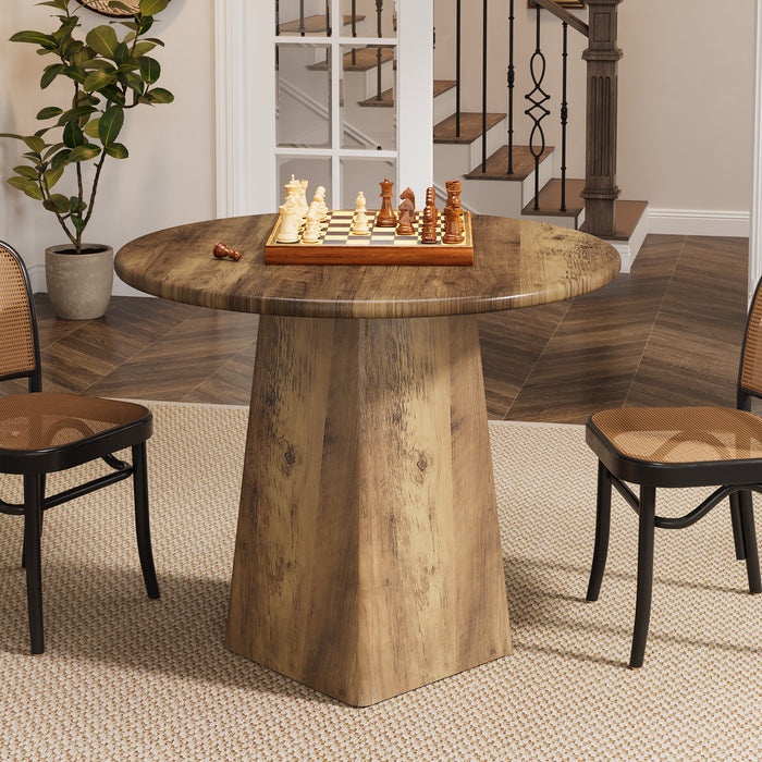 31.5" Round Dining Room, Farmhouse Kitchen Dinner Table with Square Base for 2-4