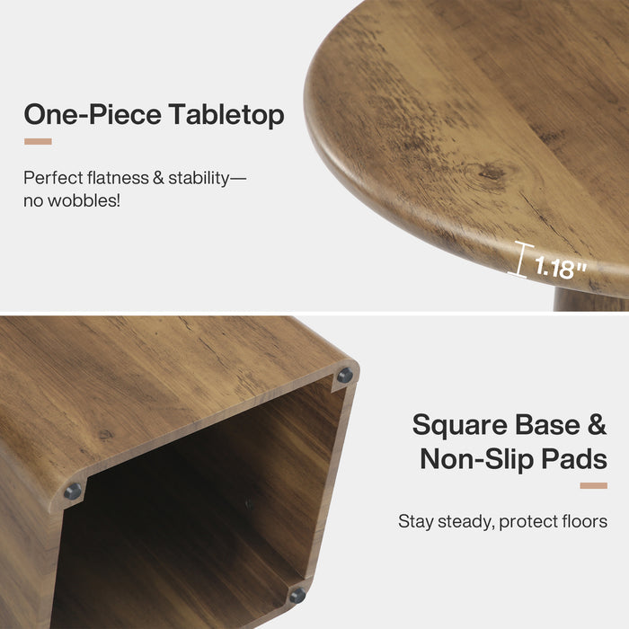 31.5" Round Dining Room, Farmhouse Kitchen Dinner Table with Square Base for 2-4