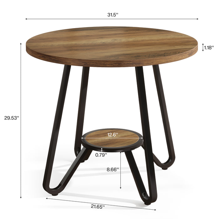 31.5" Round Dining Table, Small Kitchen Table with Open Shelves for 2 Tribesigns