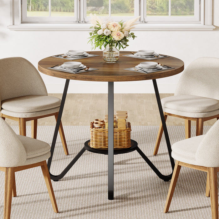 31.5" Round Dining Table, Small Kitchen Table with Open Shelves for 2 Tribesigns