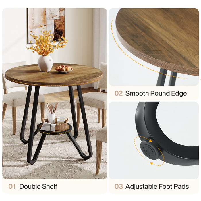 31.5" Round Dining Table, Small Kitchen Table with Open Shelves for 2 Tribesigns