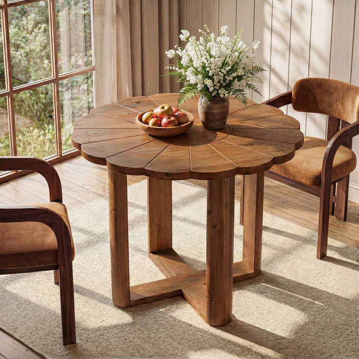31.5" Solid Wood Round Dining Table, Solid Wood Round Dining Table for 2-4