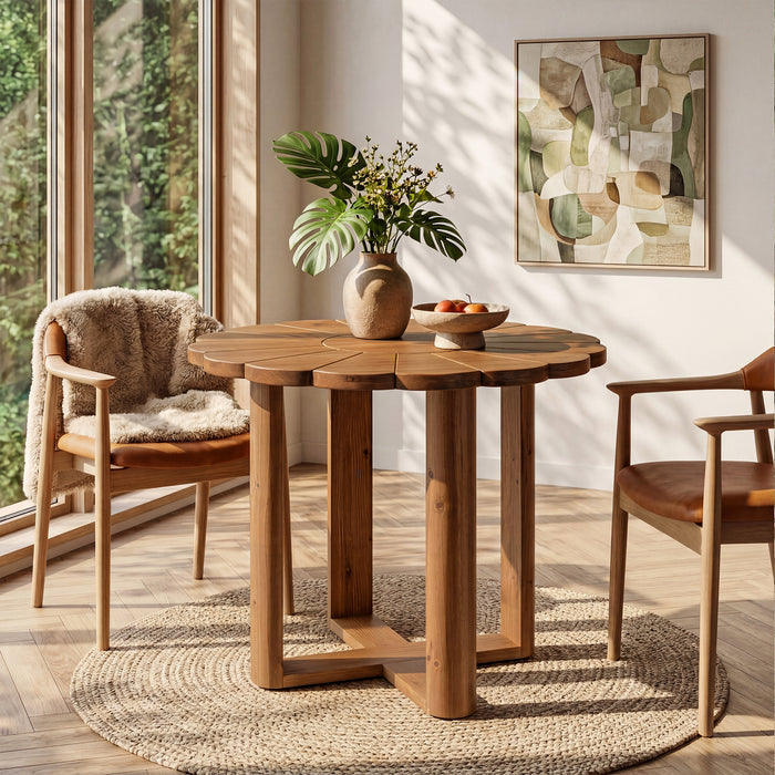 31.5" Solid Wood Round Dining Table, Solid Wood Round Dining Table for 2-4
