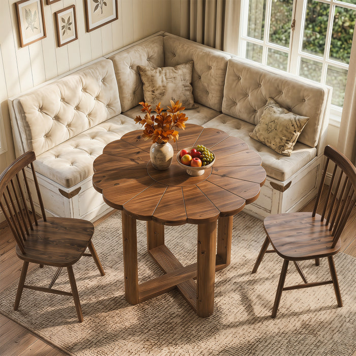 31.5" Solid Wood Round Dining Table, Solid Wood Round Dining Table for 2-4