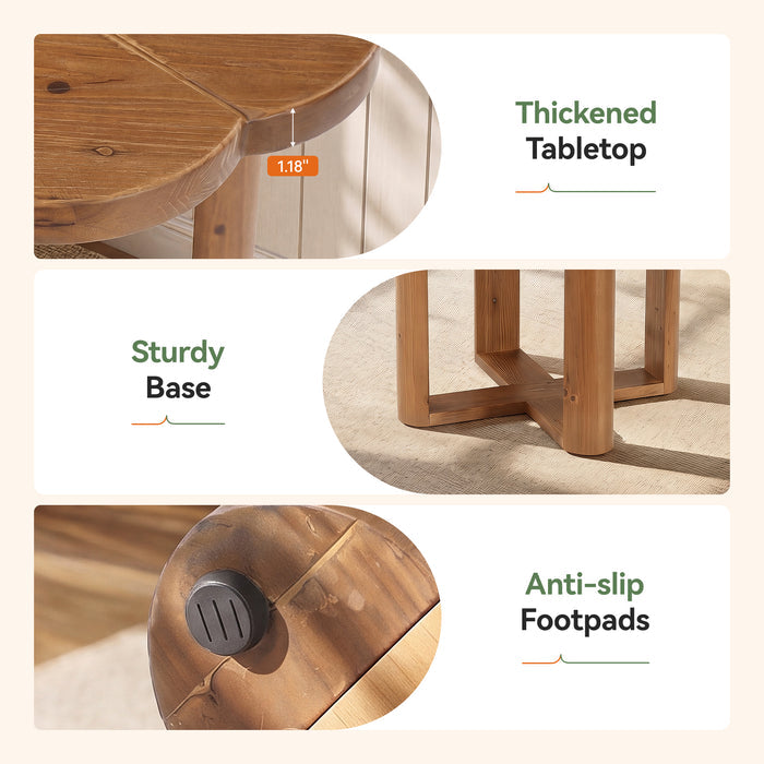 31.5" Solid Wood Round Dining Table, Solid Wood Round Dining Table for 2-4