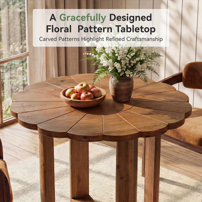 31.5" Solid Wood Round Dining Table, Solid Wood Round Dining Table for 2-4
