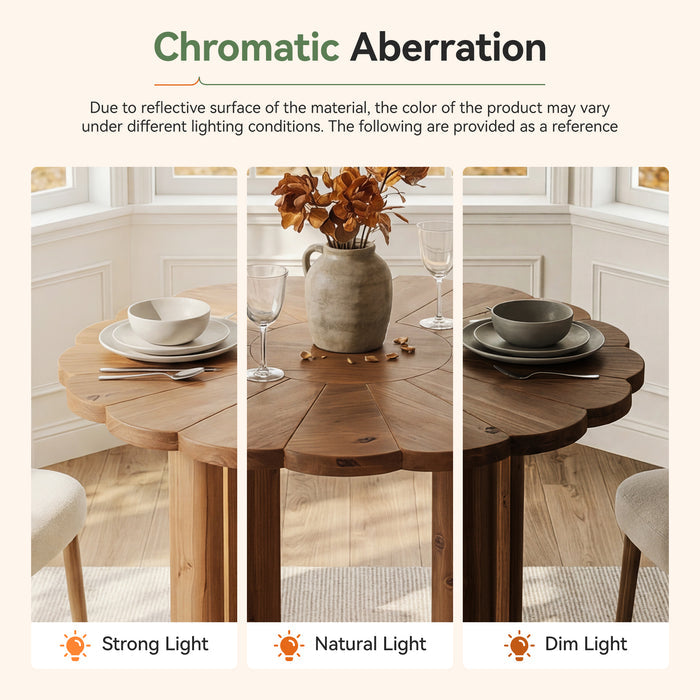 31.5" Solid Wood Round Dining Table, Solid Wood Round Dining Table for 2-4